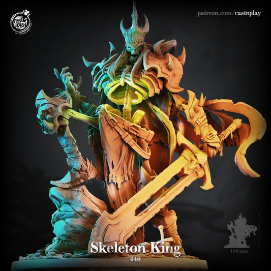 Skeleton King |  D&D  |  3D Printed | HD Resin Miniature | Cast n Play | Pathfinder | Tabletop | BBEBG| Undead | Necromancer