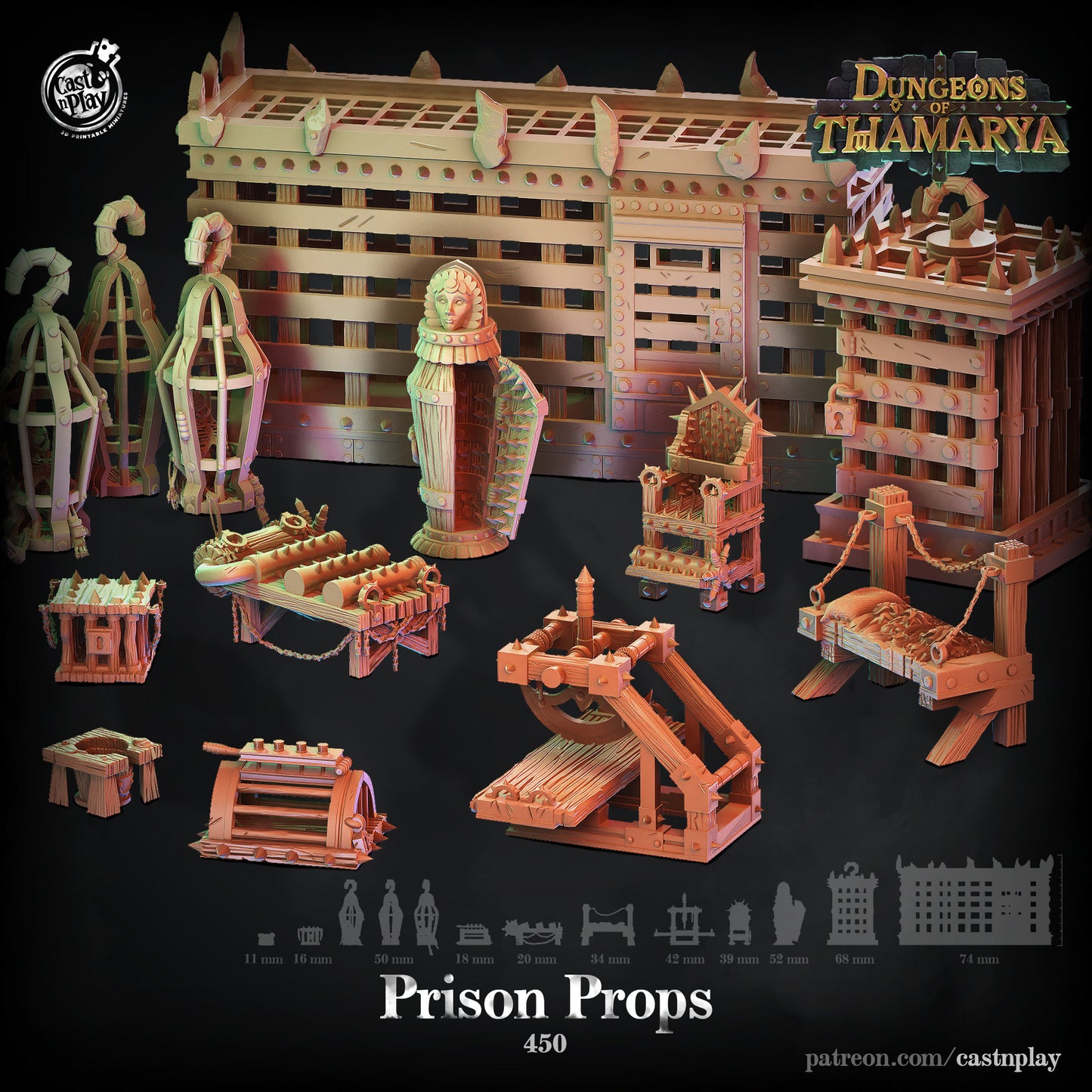 Dungeon props | Prop |  D&D  |  3D Printed | HD Resin Miniature | Cast n Play | Pathfinder | Tabletop |cage | prison