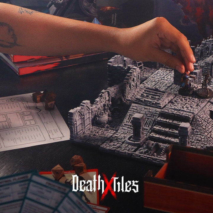 Death X Tiles | Dungeon Tile |  D&D  |  3D Printed | HD Resin Miniature | Cast n Play | Pathfinder | Tabletop |Scenery |