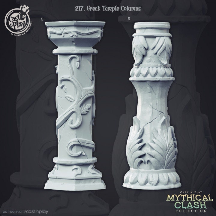 Greek Temple Columns  | D&D | 3D Printed | HD Resin Miniature | Cast n Play | Pathfinder | Tabletop | Scatter | Target | Furniture