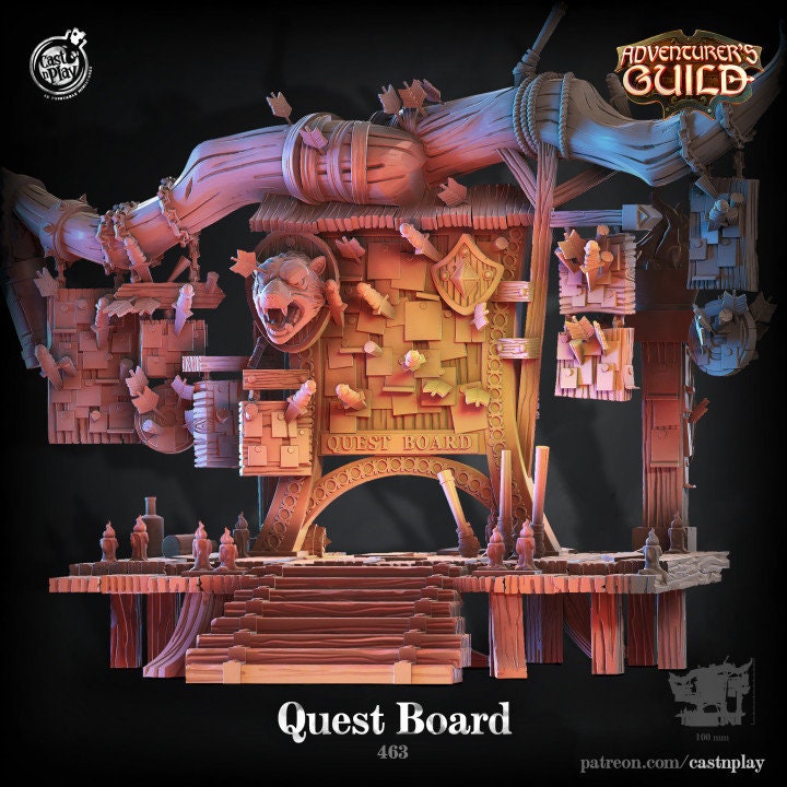 Quest Board | D&D | 3D Printed | HD Resin Miniature | Cast n Play | Pathfinder | Tabletop | Adventure | Army | Guild