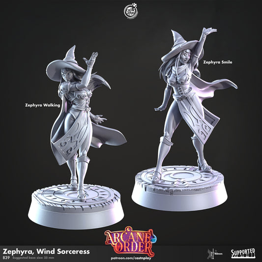 Zephyra, Wind Sorceress | D&D | Miniature | Arcane Order | NPC | Witch | Sorcerer | Magic