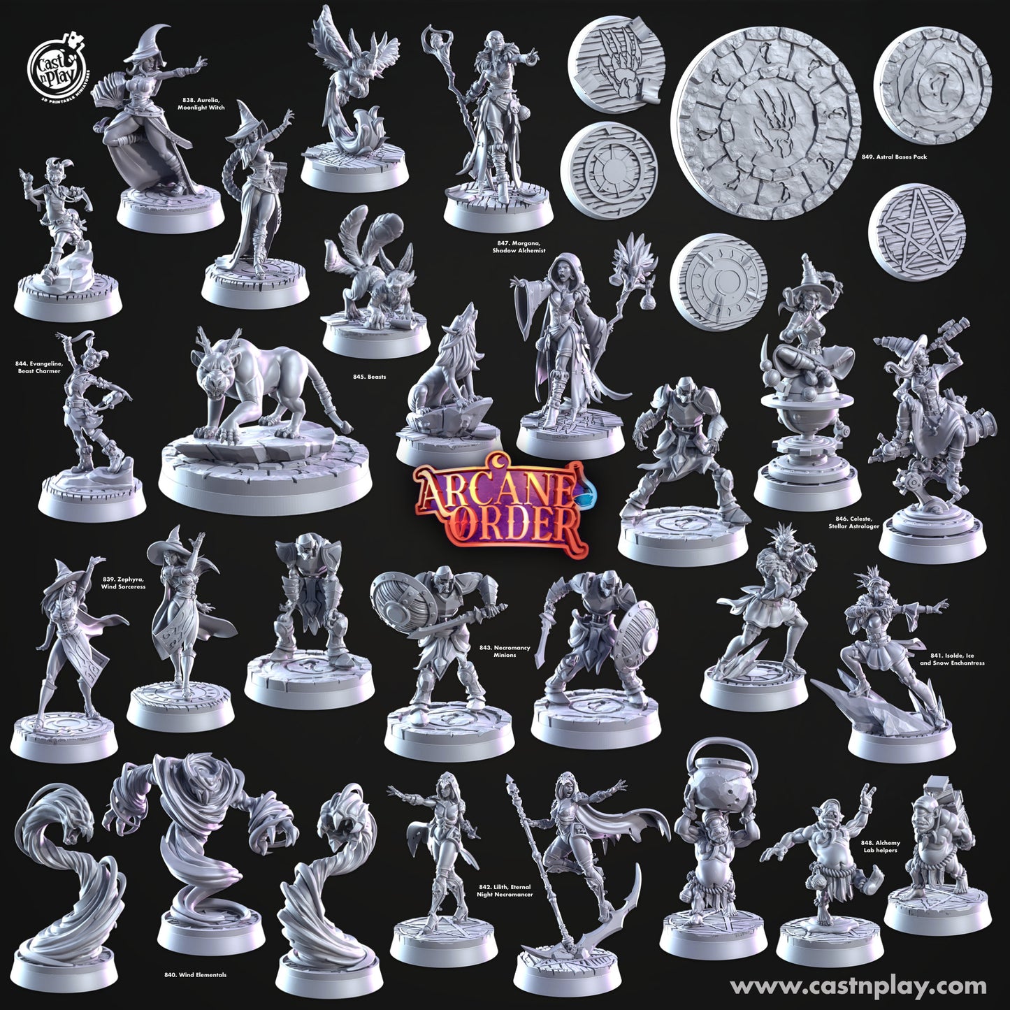 Arcane Order Astral Bases Pack | D&D | Miniature | NPC | Bases | 3D miniature