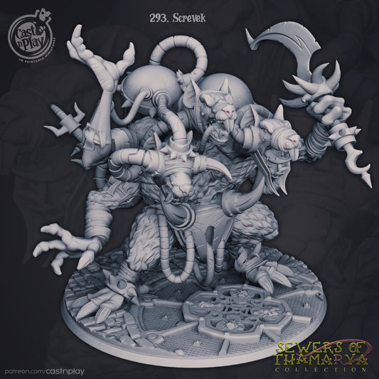 Screvek |  D&D  |  3D Printed | HD Resin Miniature | Cast n Play | Pathfinder | Tabletop | Boss | demon Rat