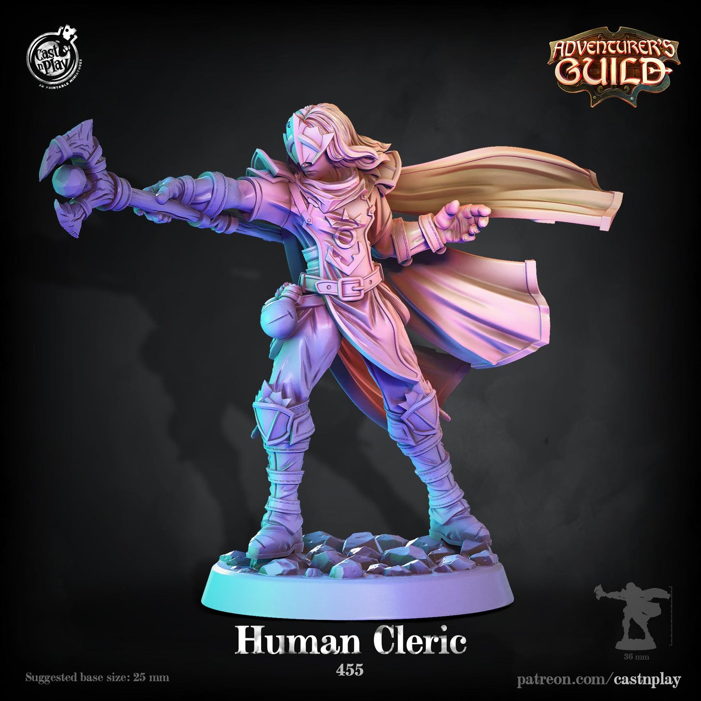 Human Cleric | D&D | 3D Printed | HD Resin Miniature | Cast n Play | Pathfinder | Tabletop | human | Player Charecter | Dwarf Legacy