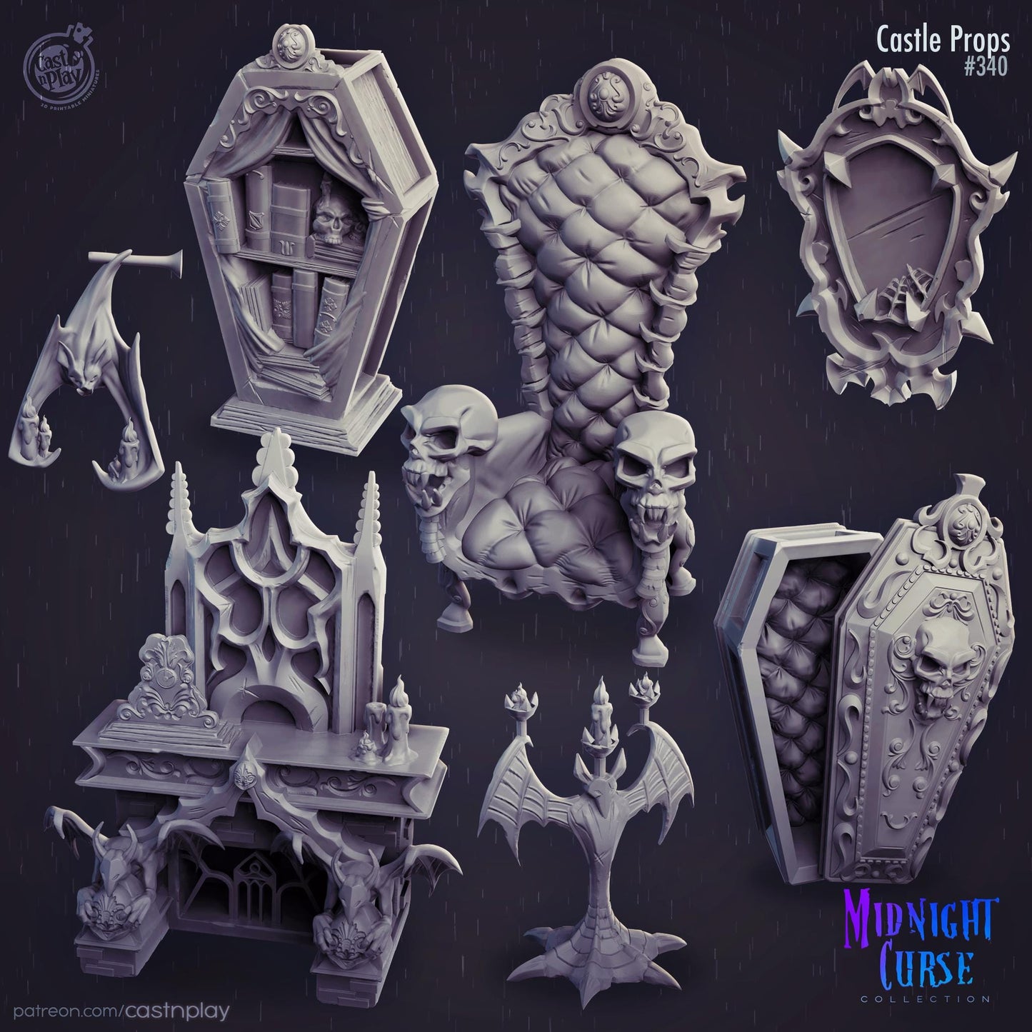 Vampire Castle Props | D&D | 3D Printed | HD Resin Miniature | Cast n Play | Pathfinder | Midnight curse | Tabletop | Scatter | Target